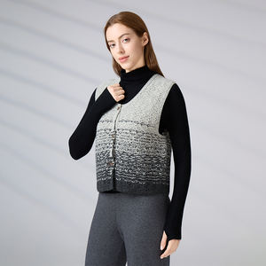 Custom Gradient Color V-Neck <b>Knit</b> Vest 100% Wool <b>Women</b> Sleeveless Button Down Cardigan Casual Layered <b>Knit</b> <b>Waistcoat</b> - Product Image 3