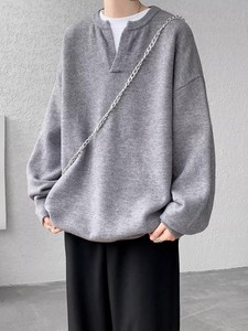 Pull en tricot à col en V pour homme, style couple, American Vibe, style streetwear, coupe ample et décontractée, doux et chaud - Product Image 3