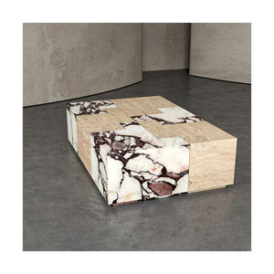 Table centrale irrégulière Newstar avec travertin beige épissé et marbre Calacatta - Product Image 6