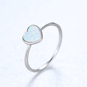 Heart Shape <b>Opal</b> <b>Ring</b> 925 Sterling Silver Bezel Setting Romantic Gemstone <b>Rings</b> for Women Everyday Wear - Product Image 6