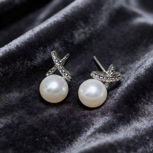 อุปกรณ์ทำเครื่องประดับมุก DIY 22872 ถาดเปล่าสำหรับต่างหูเงินแท้ S925 พร้อมลูกปัดทรงกลมแบนขนาด 7-9 มม. เครื่องประดับสีทองและสีเงินสำหรับต่างหู - Product Image 1