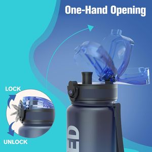 Sahara Sailor Tritan BPA-Free 32/25/17oz bottiglie d'acqua durevole a tenuta stagna indicatore di tempo motivazionale bocca larga spazzola facile da pulire - Product Image 3