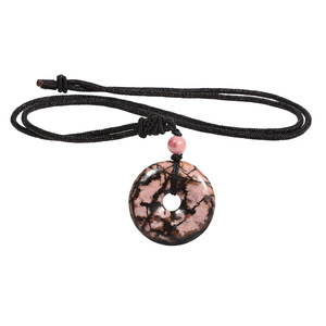 Collar con Colgante de Donut de Piedras Preciosas Naturales, Ojo de Tigre, Lapislázuli, Amatista, Cuarzo Rosa, para Mujer y Hombre - Product Image 3
