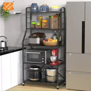 Popular Choice Laundery Storage Towel Rack Metal Shelf Rolling Trolley Foldable Storage Rack For Kitchen