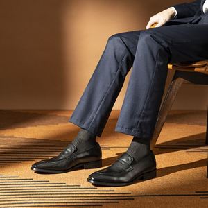 Chaussures habillées en cuir véritable pour hommes, à enfiler, pour mariage et usage quotidien, style haut de gamme, antidérapantes et respirantes - Product Image 4