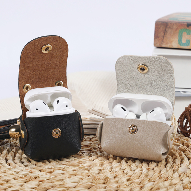 Luxury Pu Leather Mini Shockproof Earphone Storage Bag for airpod Pro 2 3 4 Leather Pouch case Bag for airpods Earpod Cover case
