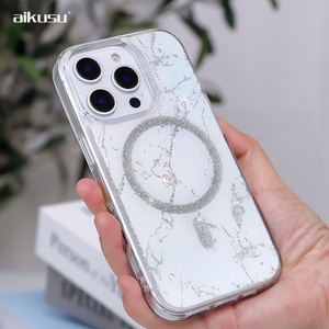 Nouvelle coque de téléphone Aikusu transparente à paillettes en résine époxy, vente en gros pour iPhone 17/16/15 Pro Max, personnalisable en usine OEM, impression UV - Product Image 6