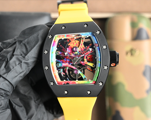 2025 Best-selling High Quality Transparent Ceramic Case Orange Rubber Strap Luxury Sport Charm Mechanical <b>Watch</b> 40mm 20mm - Product Image 5