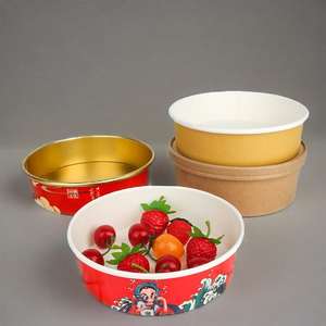 Bol en papier alimentaire biodégradable imprimé sur mesure avec feuille d'or, pour salades, restauration rapide et plats à emporter - Anti-fuite et anti-graisse - Product Image 2