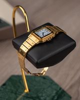 Support de présentation de montre de luxe en marbre vert hexagonal et cuir noir