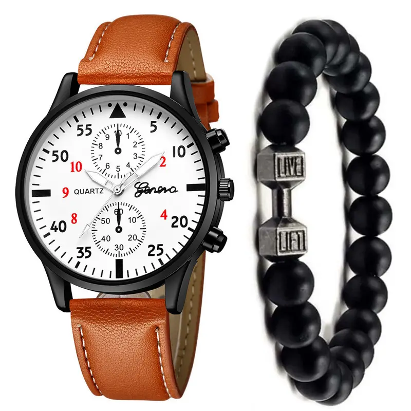 Relógios de luxo para homens de Genebra, pulseira de couro metálico de quartzo torcido platina, venda imperdível