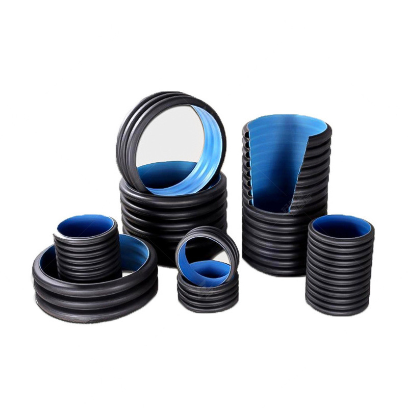 DWC HDPE гофрированная труба большого диаметра пластиковая дренажная труба 200 мм водопроводная и канализационная полиэтиленовая труба