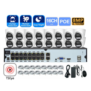 ชุดกล้องวงจรปิด 16CH 8MP 4K POE NVR พร้อมกล้องโดม ไฟคู่ IR มองเห็นสีในเวลากลางคืน ระบบตรวจจับมนุษย์ ระบบเสียง ระบบเฝ้าระวัง - Product Image 1