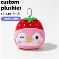 Porte-monnaie en peluche pingouin fraise mignon, mini porte-monnaie à fermeture éclair, porte-clés, cadeau pour enfants - Grande Vente