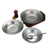 Plaque en acier inoxydable de style classique avec motif personnalisé |   Plat de service en métal épais et durable |   Nouilles pour salade de fruits, compatibles lave-vaisselle