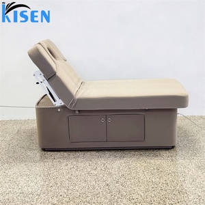KISEN Luxurious Beauty Salon Spa Bed Facial Chair Bed 2 Motors Adjustable Curved Electric Reclining Massage <b>Table</b> Beauty Bed - Product Image 4