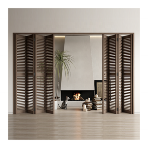 Khung mỏng trong nhà phòng khách phân vùng gỗ trượt gấp cửa kính hệ thống rèm - Product Image 2