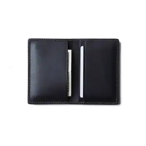 Porte-cartes en cuir véritable personnalisé Porte-cartes mince à deux volets Porte-cartes en cuir anti-RFID Portefeuille