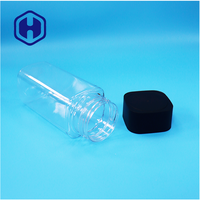 Pot carré transparent sans Bpa en plastique PET étanche de qualité alimentaire pour bonbons, collations, aliments pour bébés, cadeaux avec couvercle plat noir