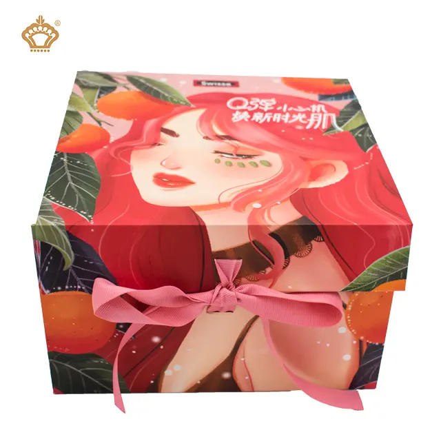 China manufacturer custom logo packaging gift box cardboard paper deluxe health care product big box with ribbon knot