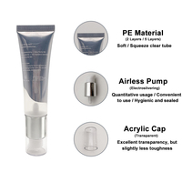 Botol Pompa Vakum Plastik Kemasan Kosmetik Grosir Kustom, Tube Plastik Tekan, Pompa Vakum 30 ml