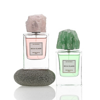 Lujosa Botella de Perfume Personalizada de 50 ml, Botella de Spray de Perfume de Pared Gruesa con Etiqueta, Botella de Perfume con Piedra Natural y Caja de Regalo