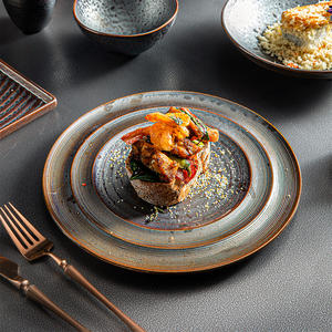 Piring dan Perlengkapan Makan Keramik Jepang Reaktif Matte Bronze, Aman untuk Mesin Cuci Piring, Royal Ceramics, untuk Restoran, Piring Sajian Bulat dari Porselen - Product Image 5