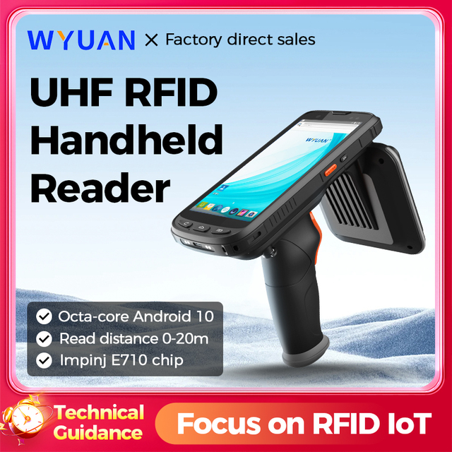 WYUAN Handheld UHF RFID Reader Smart 860-960MHz Mobile Terminal Long Range PDA Android Scanner for Warehouse Retail Inventory