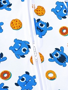 Combinaison pour bébé en fibre de bambou, imprimé monstre, manches courtes, fermeture éclair, douce, respirante, unisexe, printemps-été, 0-24 mois, personnalisable en gros - Product Image 4