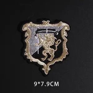 Wholesale 3D iron on black badge Blanket Stitch embroidery patches for clothing