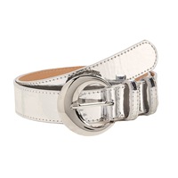 Ceinture pour femmes JULUN, ceintures de créateur personnalisées, sangle argentée brillante, boucle en métal en forme de lune, accessoire de mode Y2K pour jeans et robes