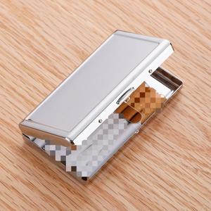 Étui <span class=keywords><strong>en</strong></span> métal réutilisable Durable de haute qualité accessoire pour fumer Portable étui à cigarettes <span class=keywords><strong>en</strong></span> <span class=keywords><strong>cuir</strong></span> métallique - Product Image 1