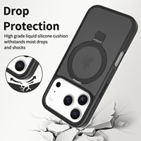 Coque de téléphone magnétique mate premium avec support rotatif à 360° intégré, anti-traces de doigts, antichoc et protectrice pour iPhone