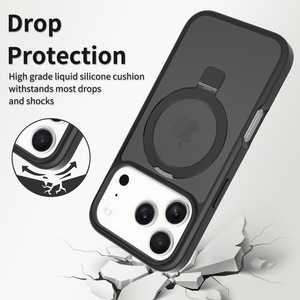 Coque de téléphone magnétique mate premium avec support rotatif à 360° intégré, anti-traces de doigts, antichoc et protectrice pour iPhone - Product Image 5