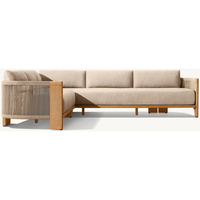 Mobilier de jardin décontracté canapé en bois de teck massif chaise mobilier combinaison extérieure canapé et café ensemble pour villa patio cour