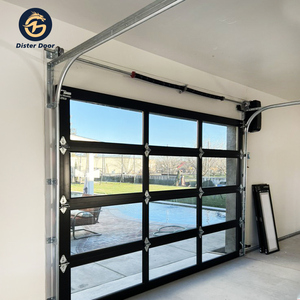 Porte de garage sectionnelle en aluminium et verre moderne, électrique, automatique, noire, commerciale, à vue complète - Product Image 2