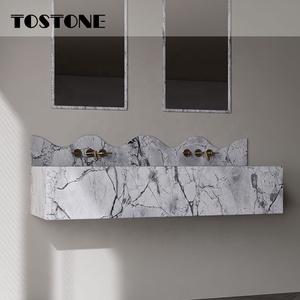 Tocador <span class=keywords><strong>de</strong></span> Mármol Elegante <span class=keywords><strong>con</strong></span> Vetas Grises Naturales <span class=keywords><strong>para</strong></span> <span class=keywords><strong>Colgar</strong></span> en la Pared, Ideal <span class=keywords><strong>para</strong></span> Hoteles <span class=keywords><strong>de</strong></span> Lujo, Apartamentos y Villas, Decoración <span class=keywords><strong>de</strong></span> Interiores <span class=keywords><strong>de</strong></span> Baños - Product Image 2