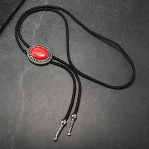 Corbata Bolo Vaquera Occidental Vintage Elegante de Piedra Negra con Colgante de Cuero, Joyería de Corbata Occidental para Hombres y Mujeres, Accesorios - Product Image 3
