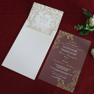 Carte d'invitation de mariage acrylique baptême couleur blanc <span class=keywords><strong>et</strong></span> <span class=keywords><strong>or</strong></span> acrylique givré invite - Product Image 3