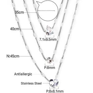 Collier Pendentif Multicouche Tendance Mode en Gros avec Étoiles, Gouttes d'Eau et Diamants, Bijoux Géométriques Simples pour Femmes - Product Image 4