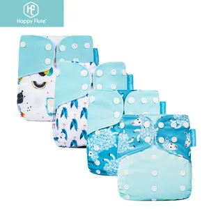 Happyflute 4 pcs pack reusable waterproof PUL baby cloth diaper one size fit all pocket baby nappies without insert