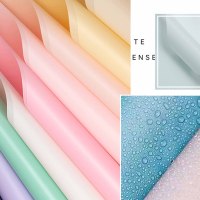 Kertas Pembungkus Bunga Warna Solid Matte Transparan Tahan Air Minimalis Korea untuk Perlengkapan Buket Florist