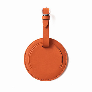 New round PU leather luggage <b>tag</b>, <b>suitcase</b> registration <b>tag</b>, leather hang <b>tag</b>, identification <b>tag</b>, logo printable. - Product Image 2