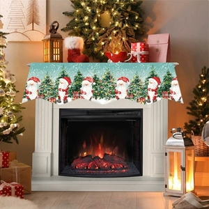 Giáng sinh lò sưởi mantel khăn che sang trọng cảm thấy biểu ngữ lò sưởi cho kỳ nghỉ trang trí lò sưởi mùa đông treo lên với lễ hội - Product Image 3