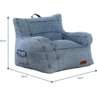 Fauteuil pouf en denim style jean avec housse amovible pour salon et chambre
