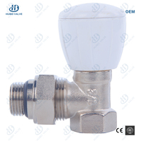 Robinet de radiateur manuel en laiton forgé moderne pour systèmes de chauffage hydronique d'appartement, pièces nickelées