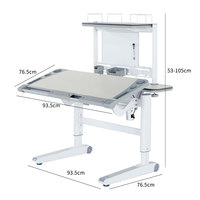 Bureau d'enfant moderne réglable Morde Design, mobilier scolaire ergonomique en bois et acier, 3-18 ans