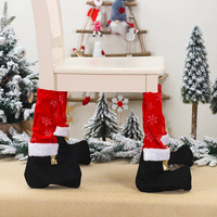Housse de pied de table en fausse fourrure rouge flocon de neige pour chaise de bar de salle à manger, vente en gros, fournisseur de décorations de Noël en vrac