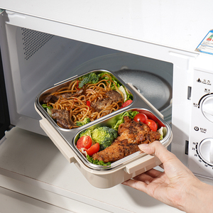 Tùy chỉnh Nhật Bản phong cách thép không gỉ 304 kim loại tốt bữa ăn chuẩn bị hộp đựng thức ăn Hộp Ăn Trưa hộp bento với logo 2 ngăn - Product Image 5
