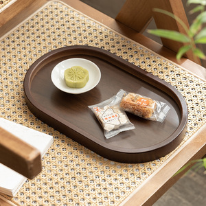 Solid Walnut Wood <b>Tea</b> <b>Tray</b> Oval Shape For Home Kung Fu <b>Tea</b> Set Serving <b>Trays</b> - Product Image 4